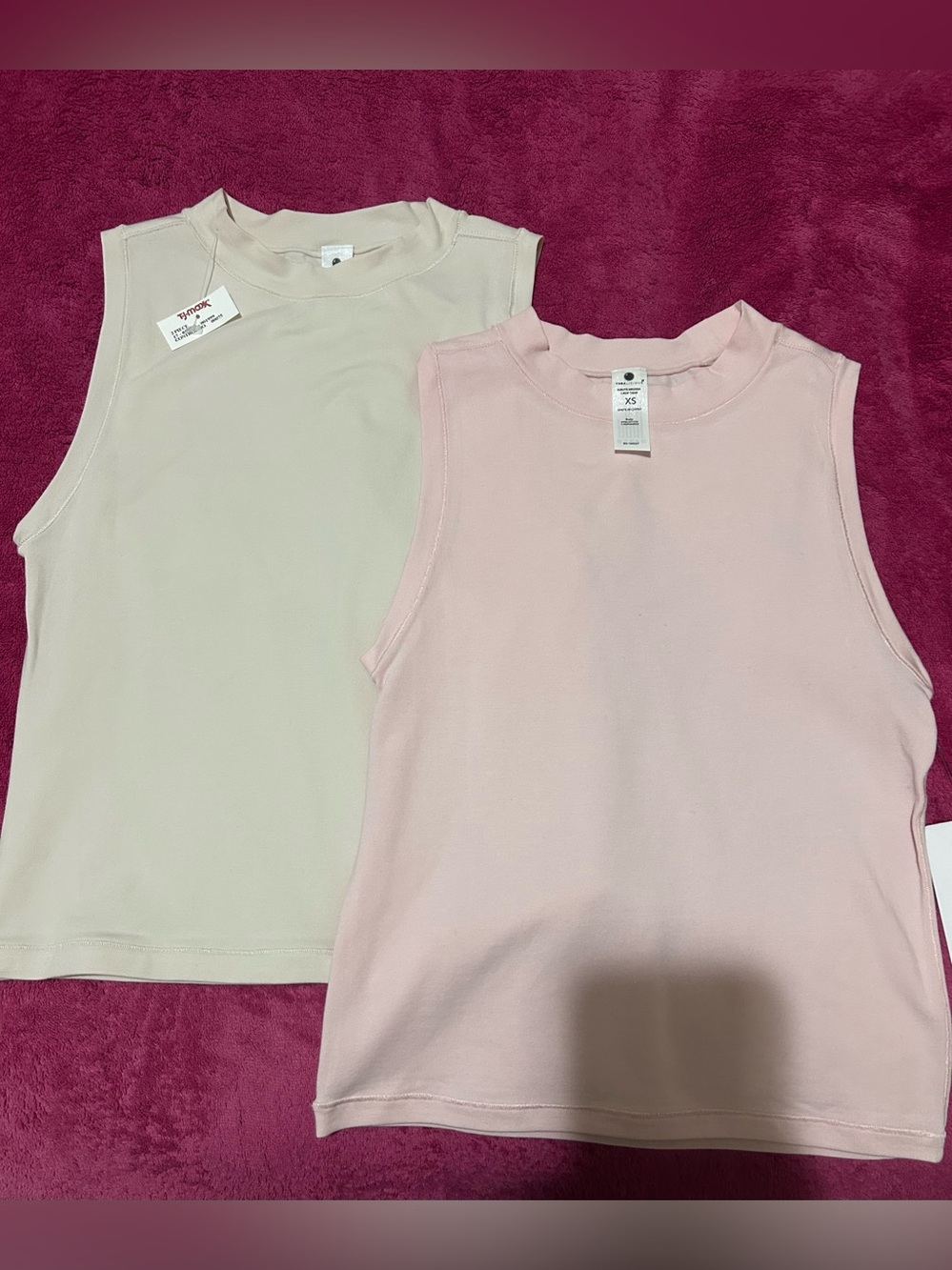 Baby Pink & Cream Sleeveless Tank Tops- Classic Minimal Style